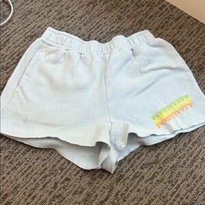 Abound Light Blue Athletic Shorts with Positivity Print